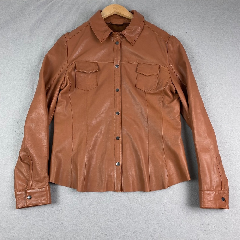 Scully Leather Jacket Womens L Large buttery soft Lambskin snap button Western